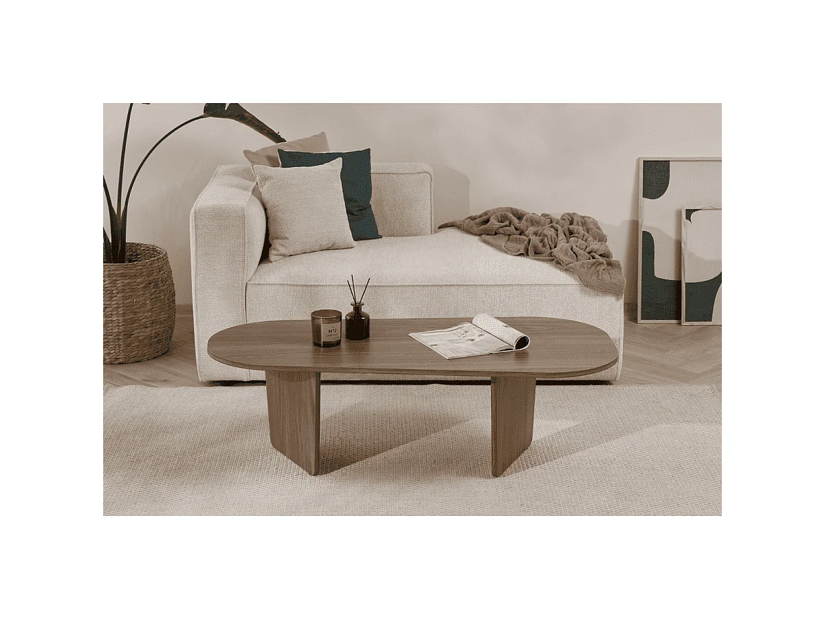 Table basse avec plateau aux bords arrondis L130 cm - AMÉLIA