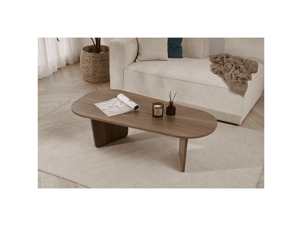 Table basse avec plateau aux bords arrondis L130 cm - AMÉLIA