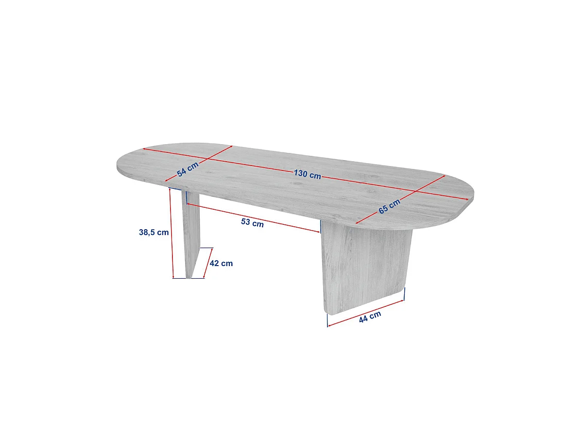 Table basse avec plateau aux bords arrondis L130 cm - AMÉLIA