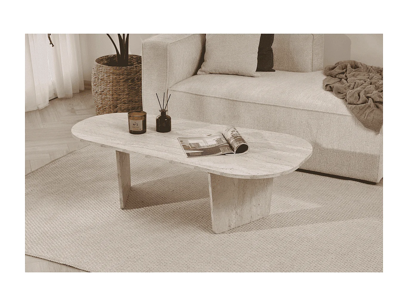 Couchtisch mit abgerundeter Platte L130 cm - AMÉLIA