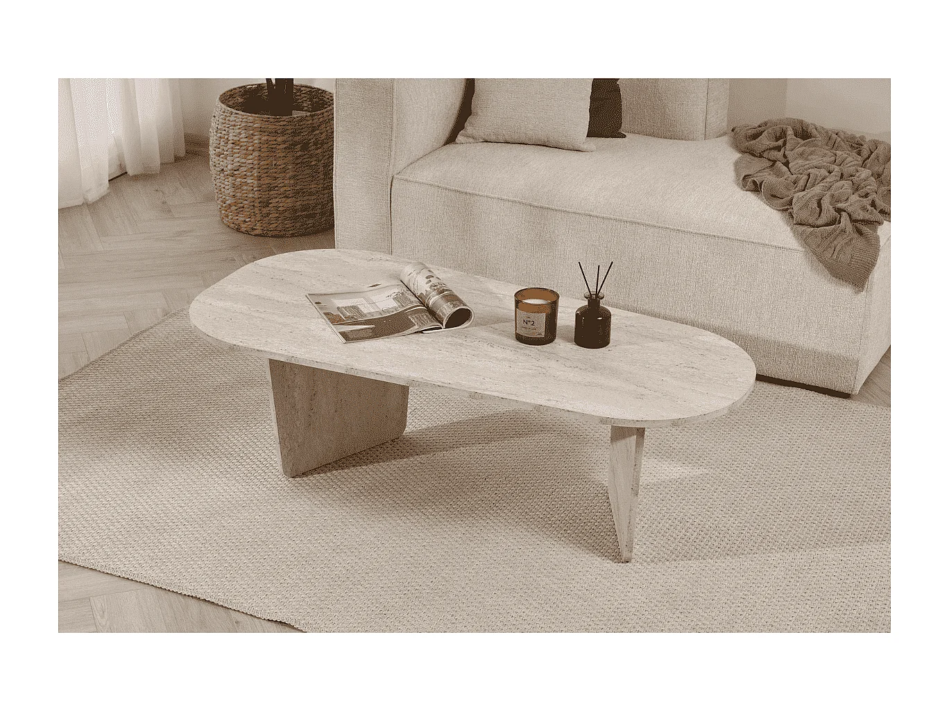Couchtisch mit abgerundeter Platte L130 cm - AMÉLIA