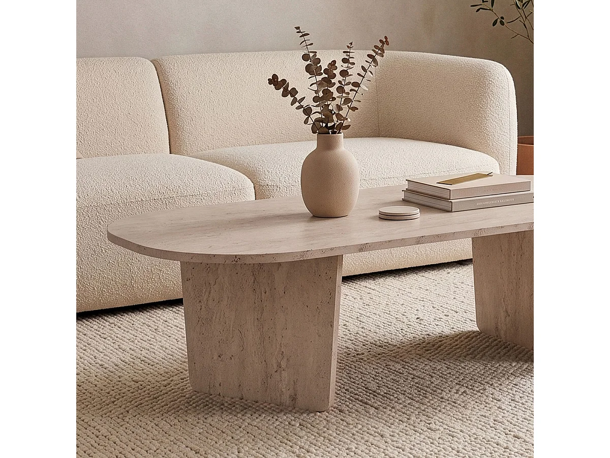 Table basse avec plateau aux bords arrondis L130 cm - AMÉLIA