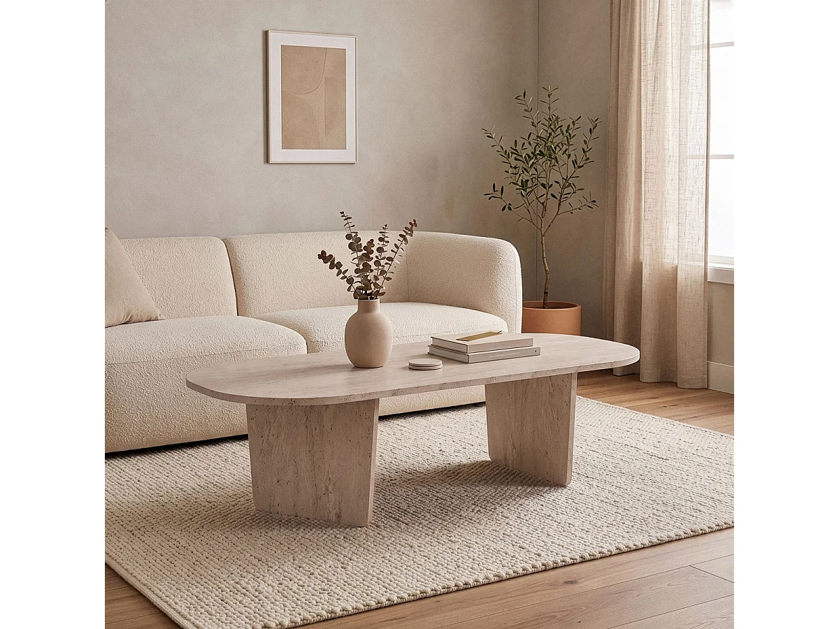 Table basse avec plateau aux bords arrondis L130 cm - AMÉLIA