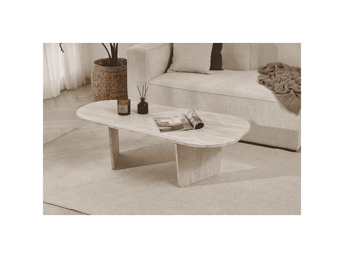 Table basse avec plateau aux bords arrondis L130 cm - AMÉLIA