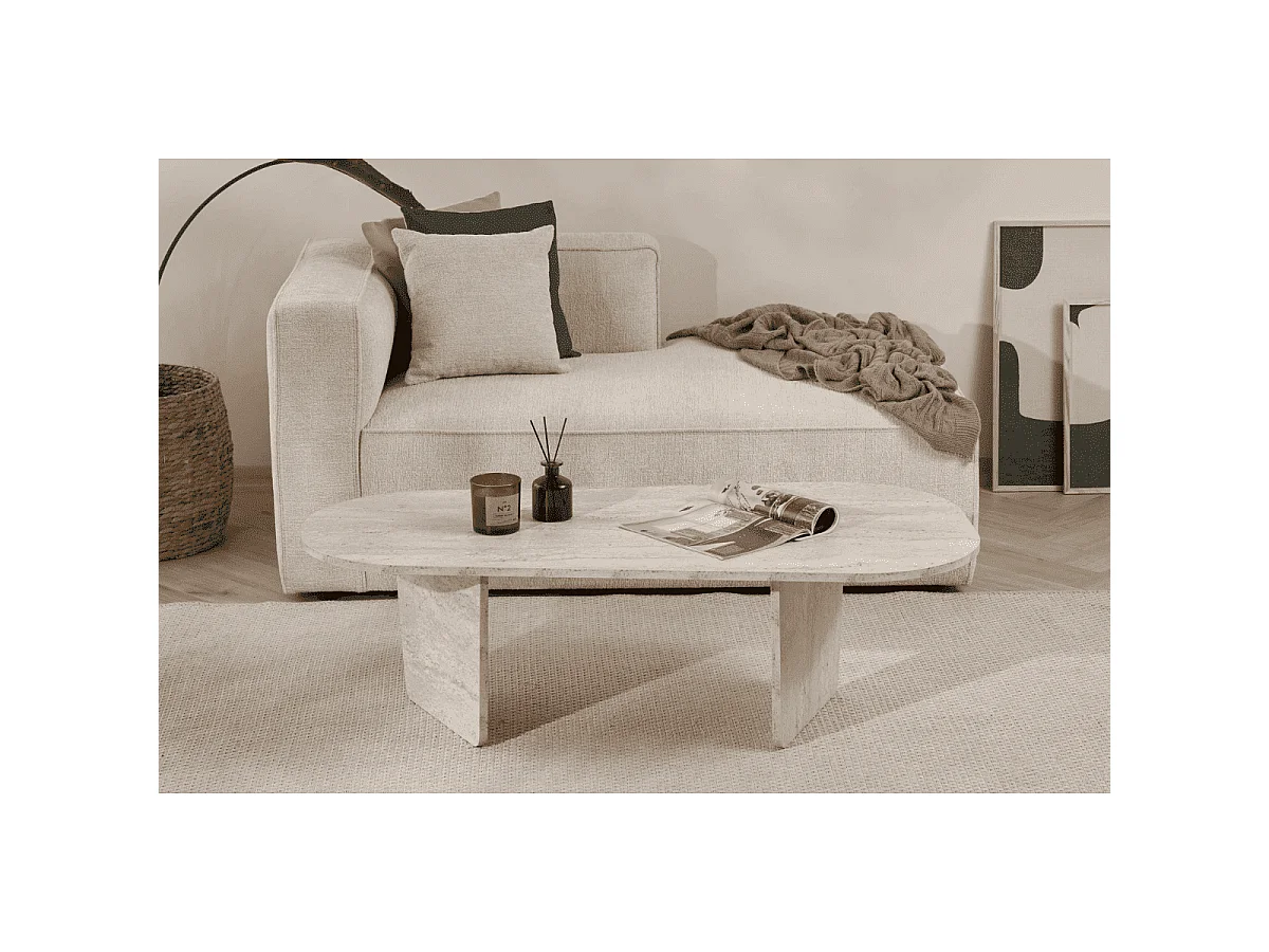 Table basse avec plateau aux bords arrondis L130 cm - AMÉLIA