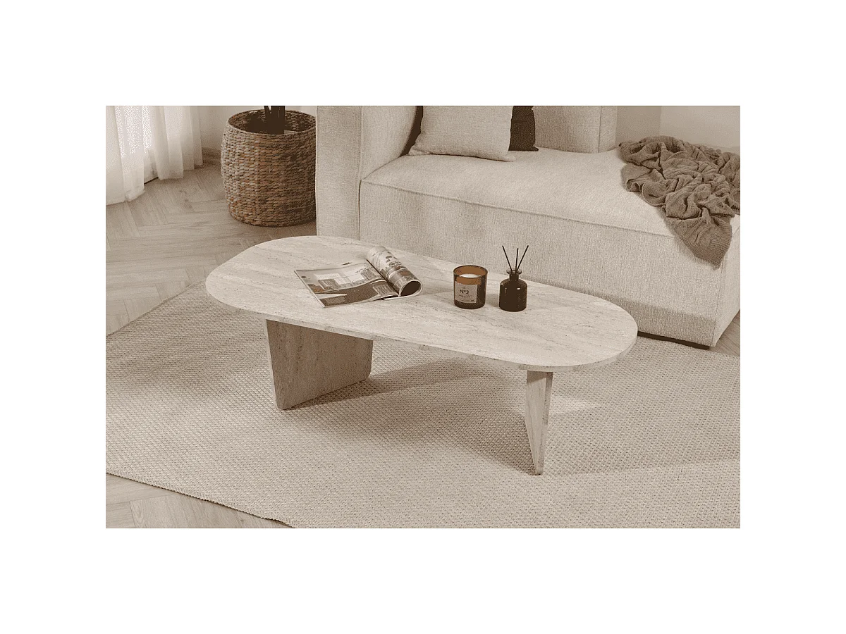 Table basse avec plateau aux bords arrondis L130 cm - AMÉLIA