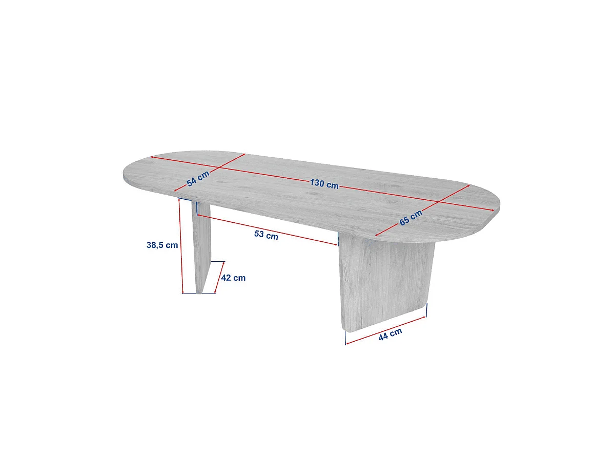 Table basse avec plateau aux bords arrondis L130 cm - AMÉLIA