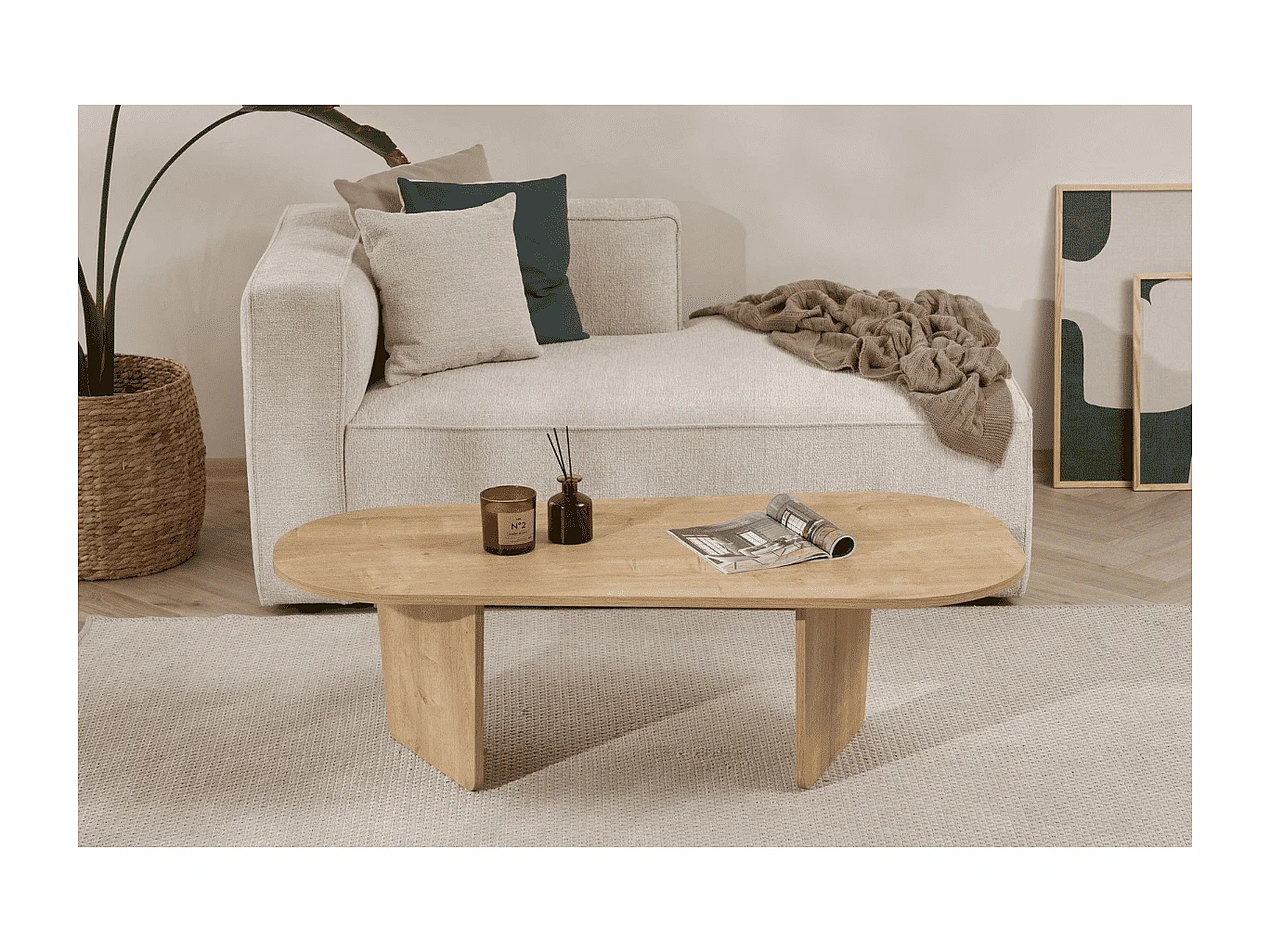 Table basse avec plateau aux bords arrondis L130 cm - AMÉLIA