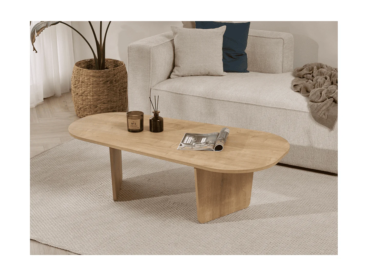 Table basse avec plateau aux bords arrondis L130 cm - AMÉLIA