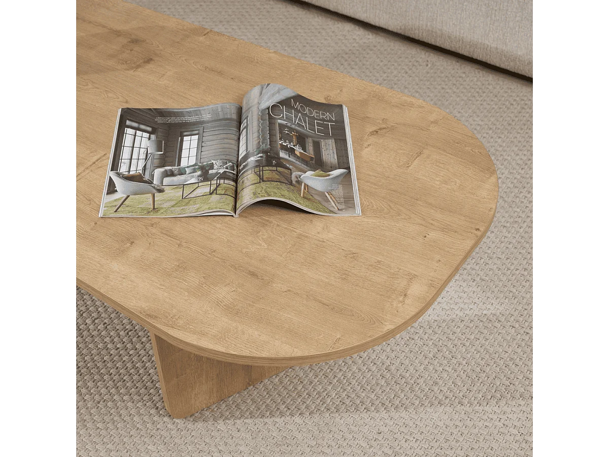 Table basse avec plateau aux bords arrondis L130 cm - AMÉLIA