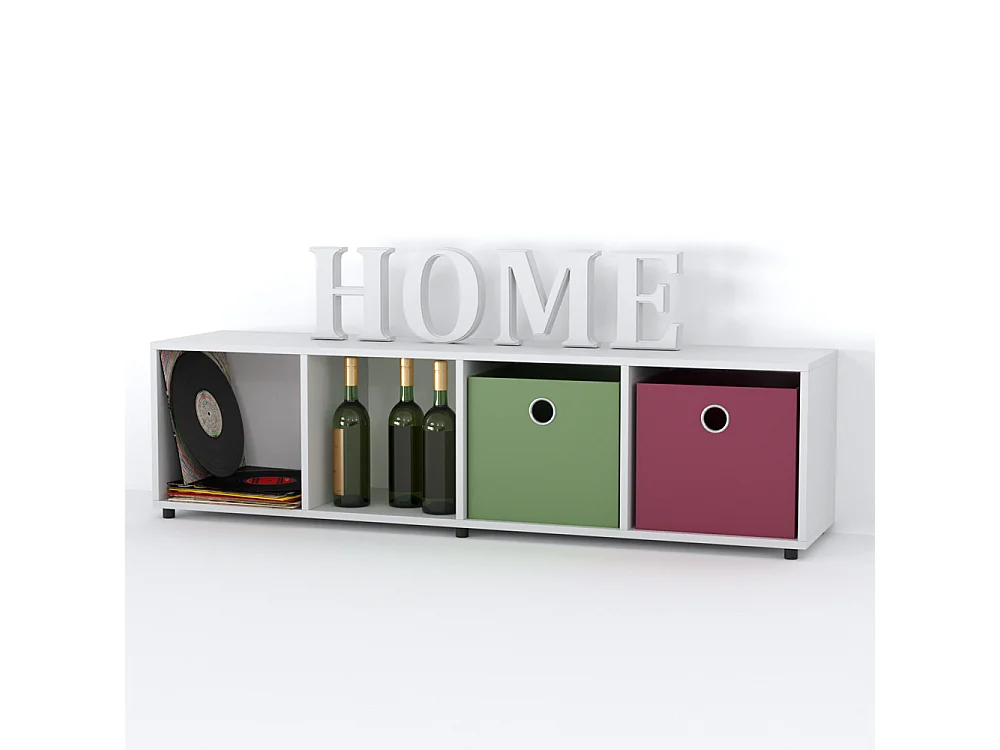 Meuble de rangement cube blanc 142.5x33x36.2 ludus