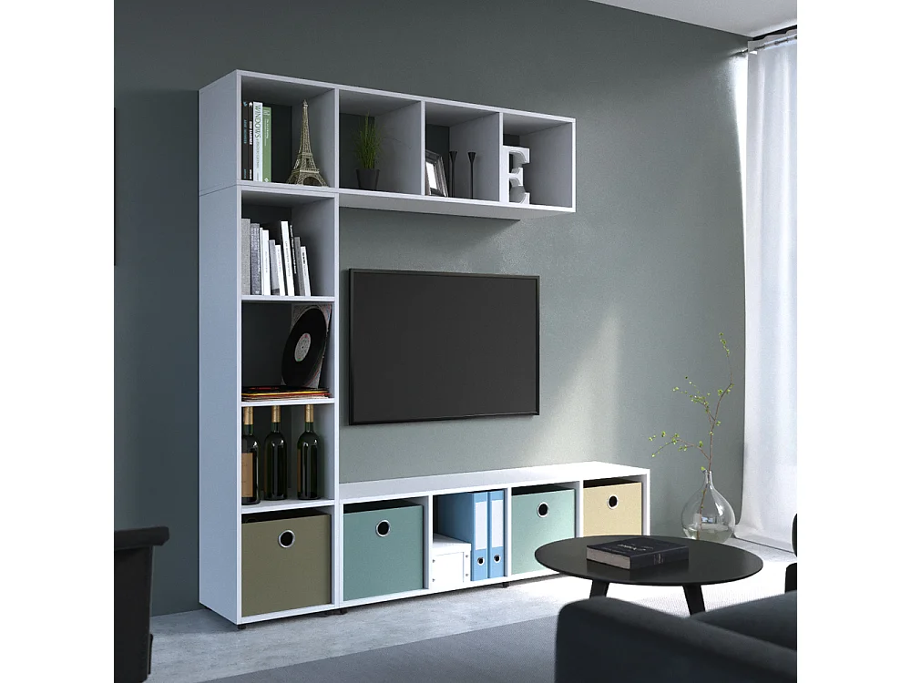 Meuble de rangement cube blanc 142.5x33x36.2 ludus