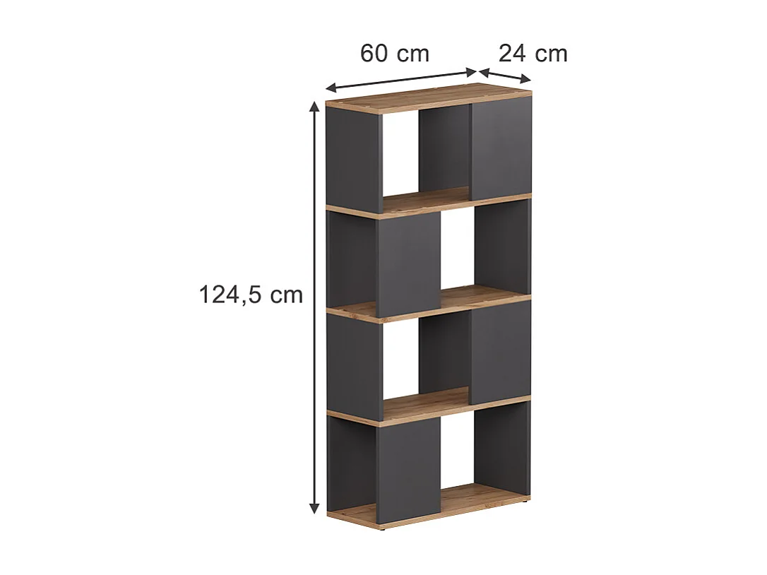 Dzielnik pokoju antracyt/złoty dąb 60x24x124.5 eneos