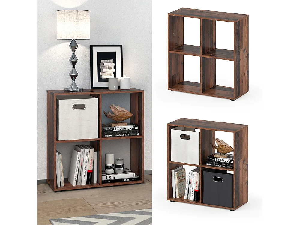 Meuble de rangement cube bois antique 72.6x29x72 tetra