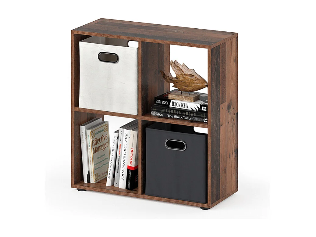 Meuble de rangement cube bois antique 72.6x29x72 tetra