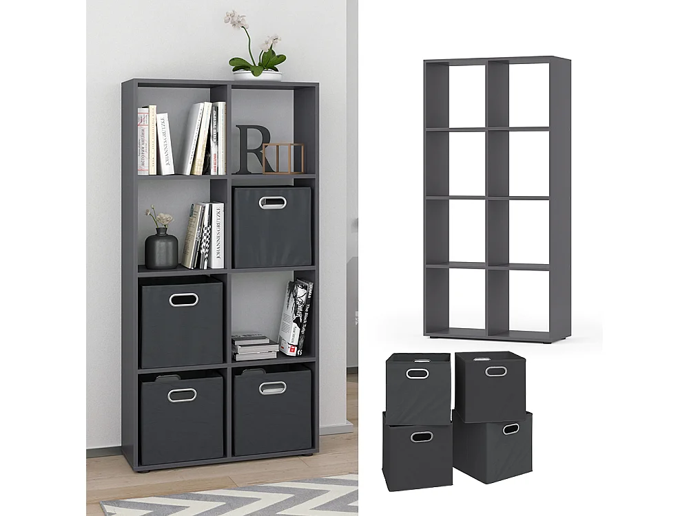 Meuble de rangement cube gris 143x29x72 scutum