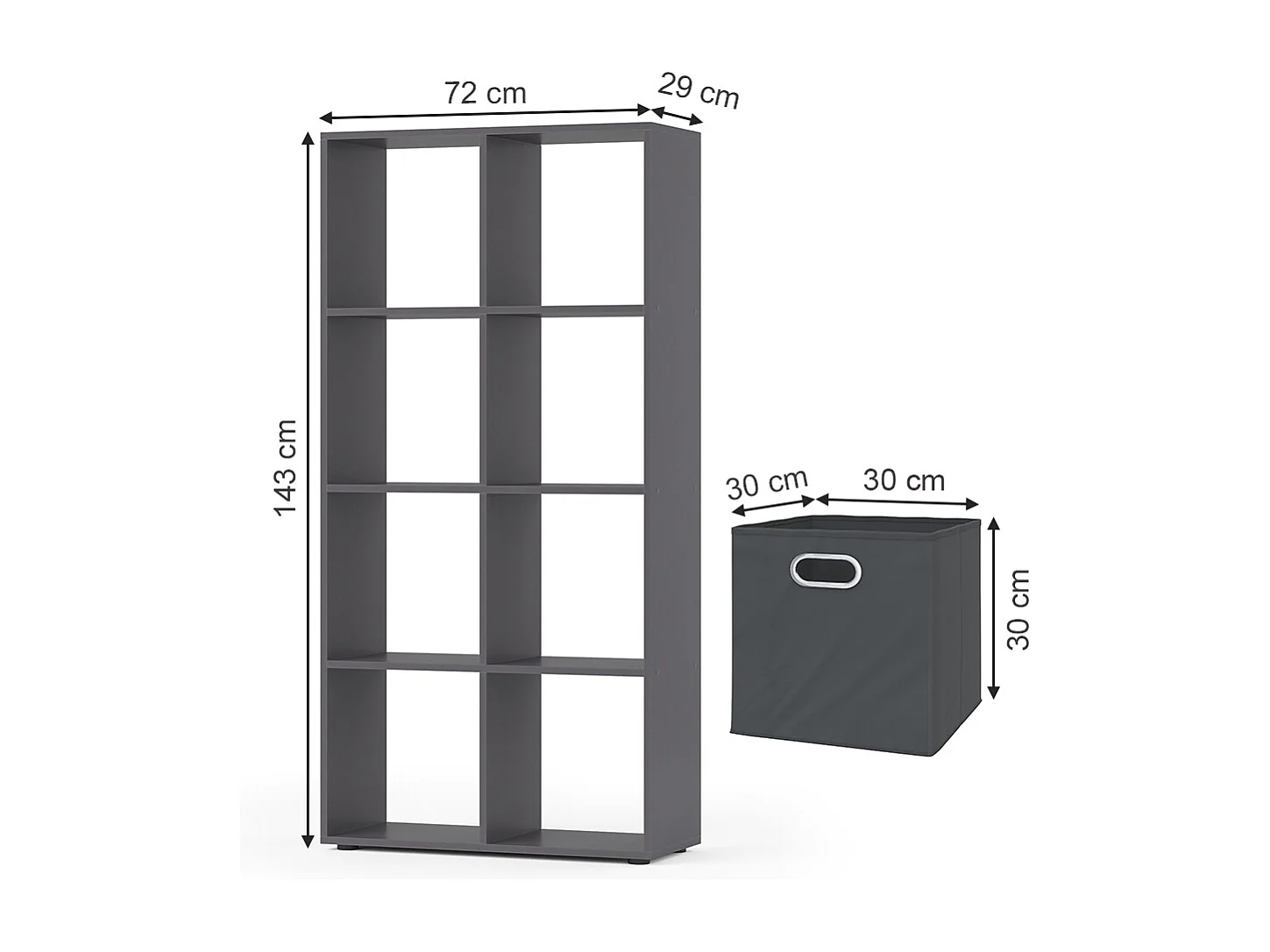 Meuble de rangement cube gris 143x29x72 scutum