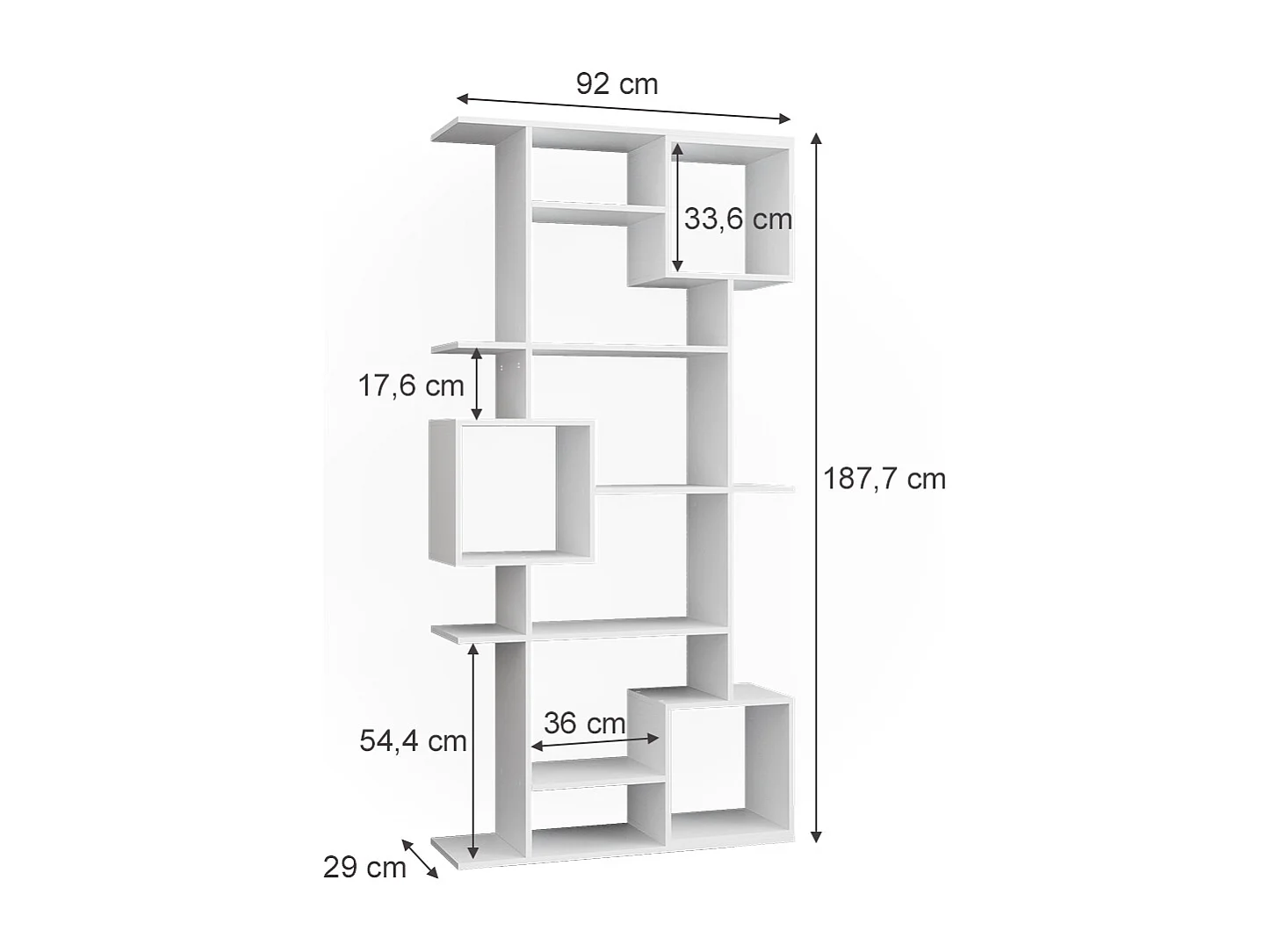 Rumdivider hvid 92x29x187.7 cube