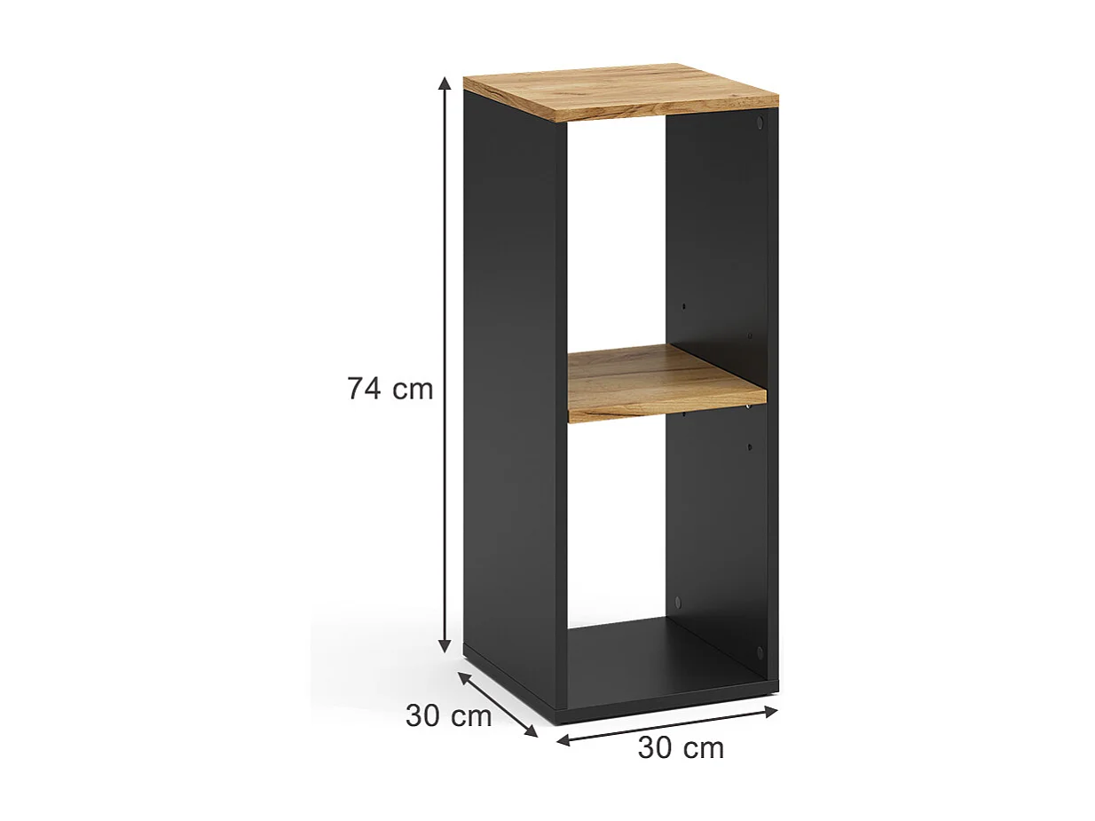 Étagère à livres anthracite/chêne doré 30x30x74 tomy