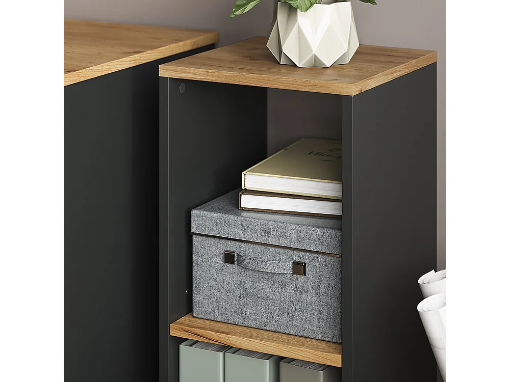 Étagère à livres anthracite/chêne doré 30x30x74 tomy