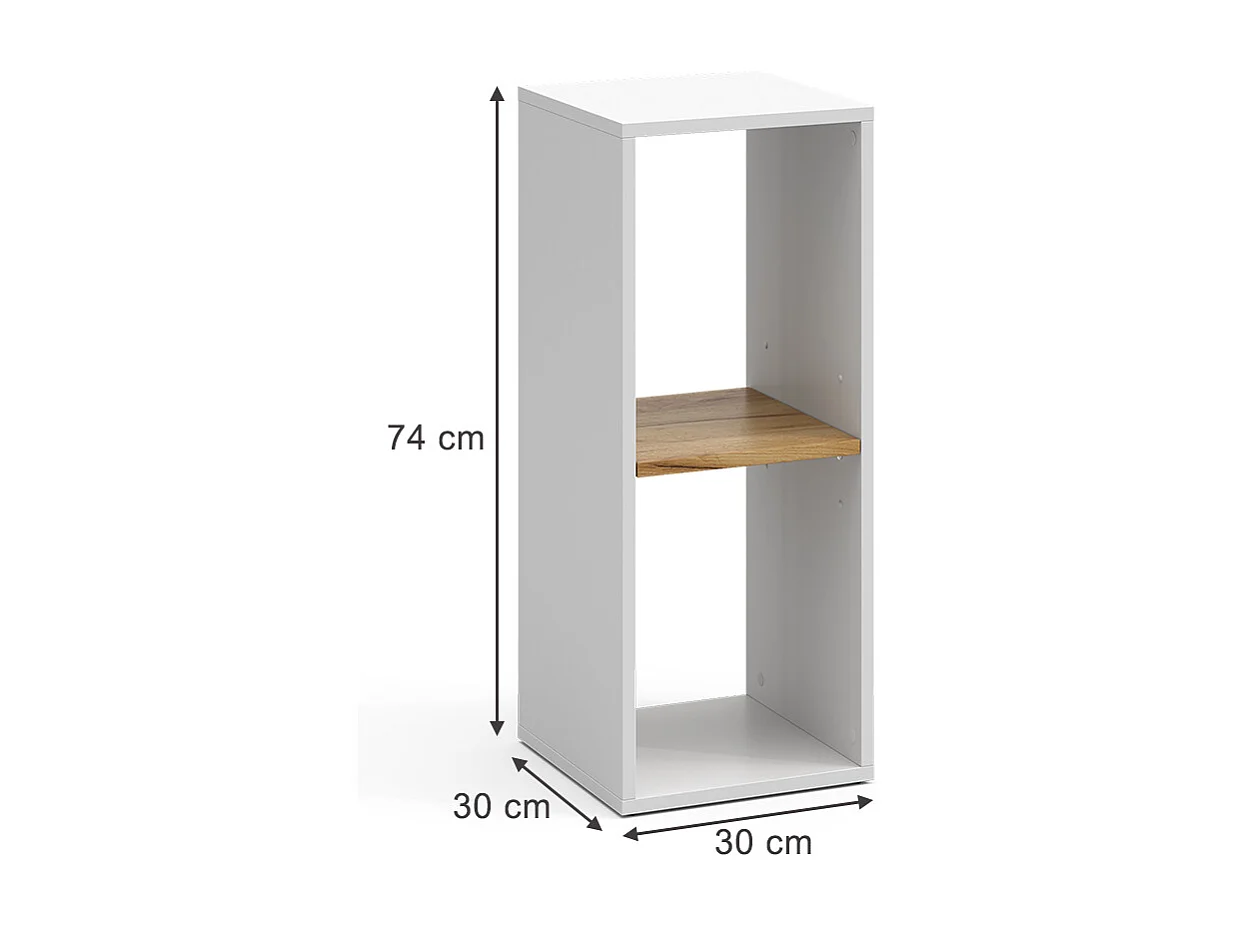 Étagère à livres chêne blanc/force de lor 30x30x74 tomy