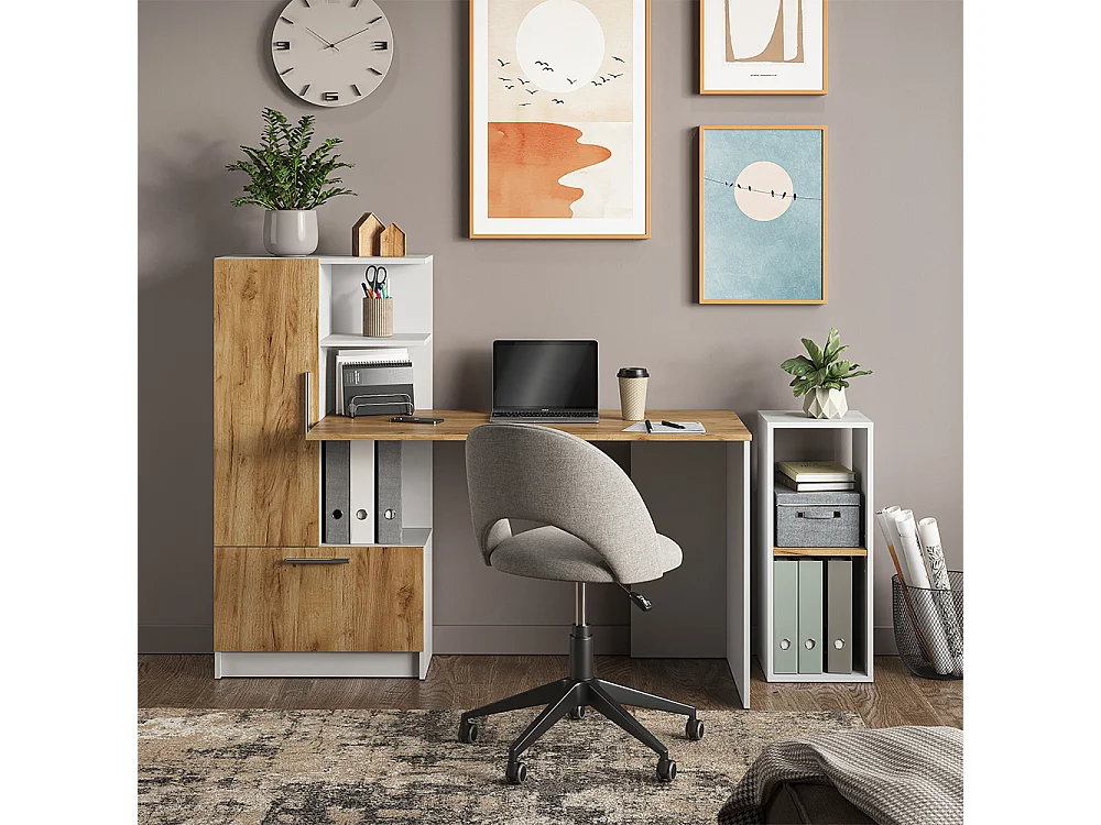 Étagère à livres chêne blanc/force de lor 30x30x74 tomy