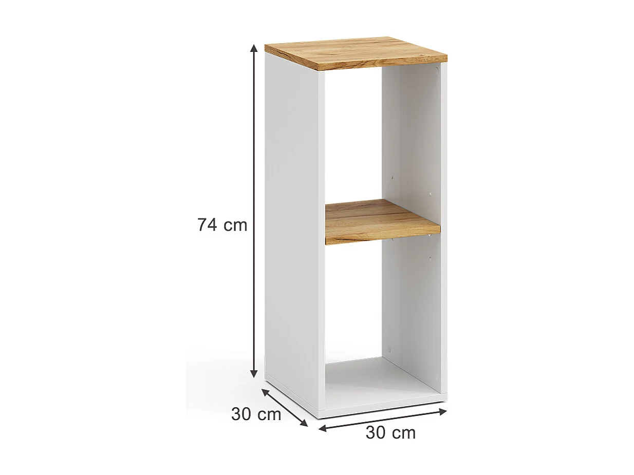 Étagère à livres chêne blanc/force de lor 30x30x74 tomy