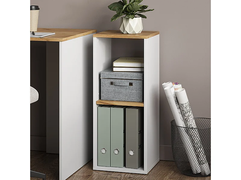 Bücherregal weiß/goldkraft eiche 30x30x74 tomy