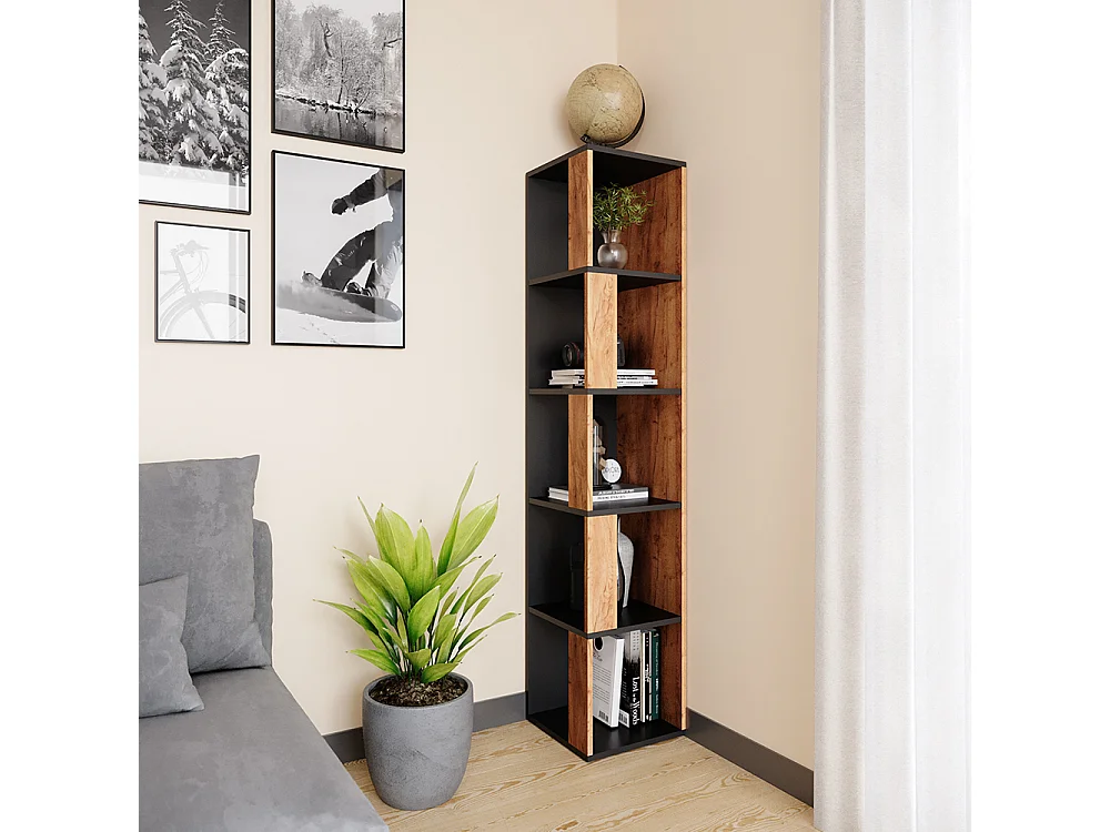 Étagère dangle chêne de force doré 33.3x33.3x162.2 lio