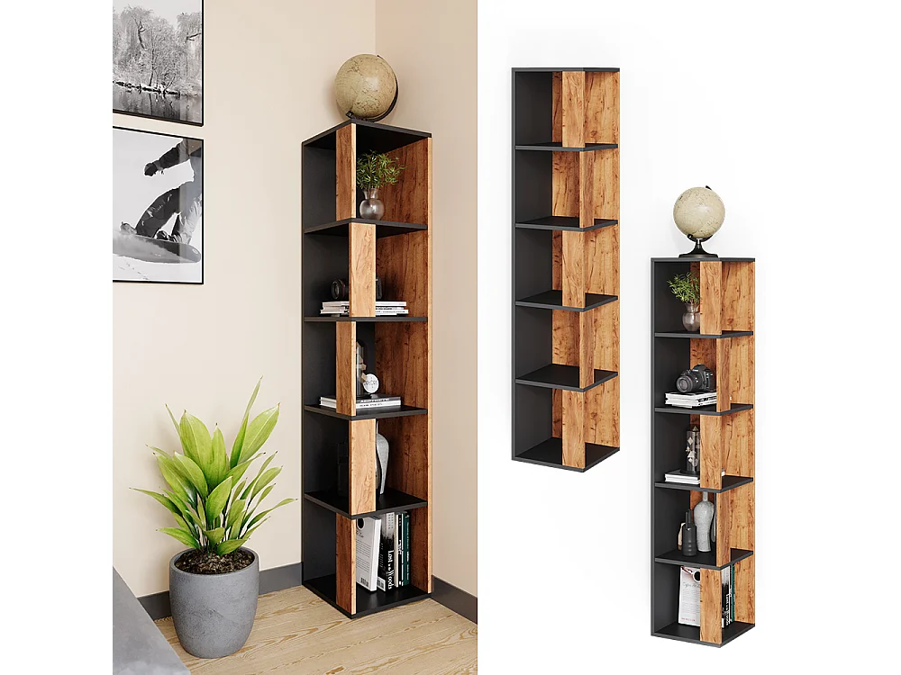 Étagère dangle chêne de force doré 33.3x33.3x162.2 lio