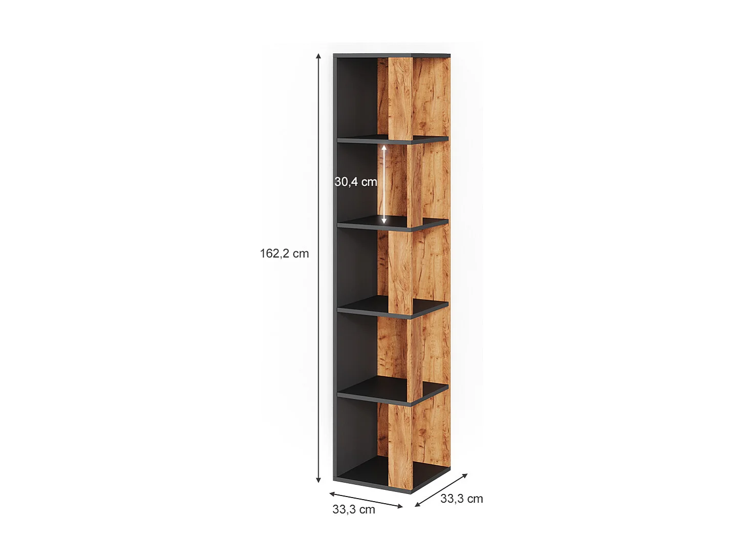Corner shelf gold power oak 33.3x33.3x162.2 lio
