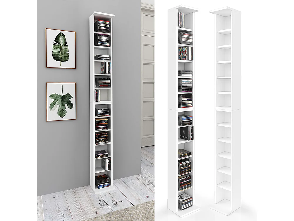 Cd-Regal weiß 21x20x183.6