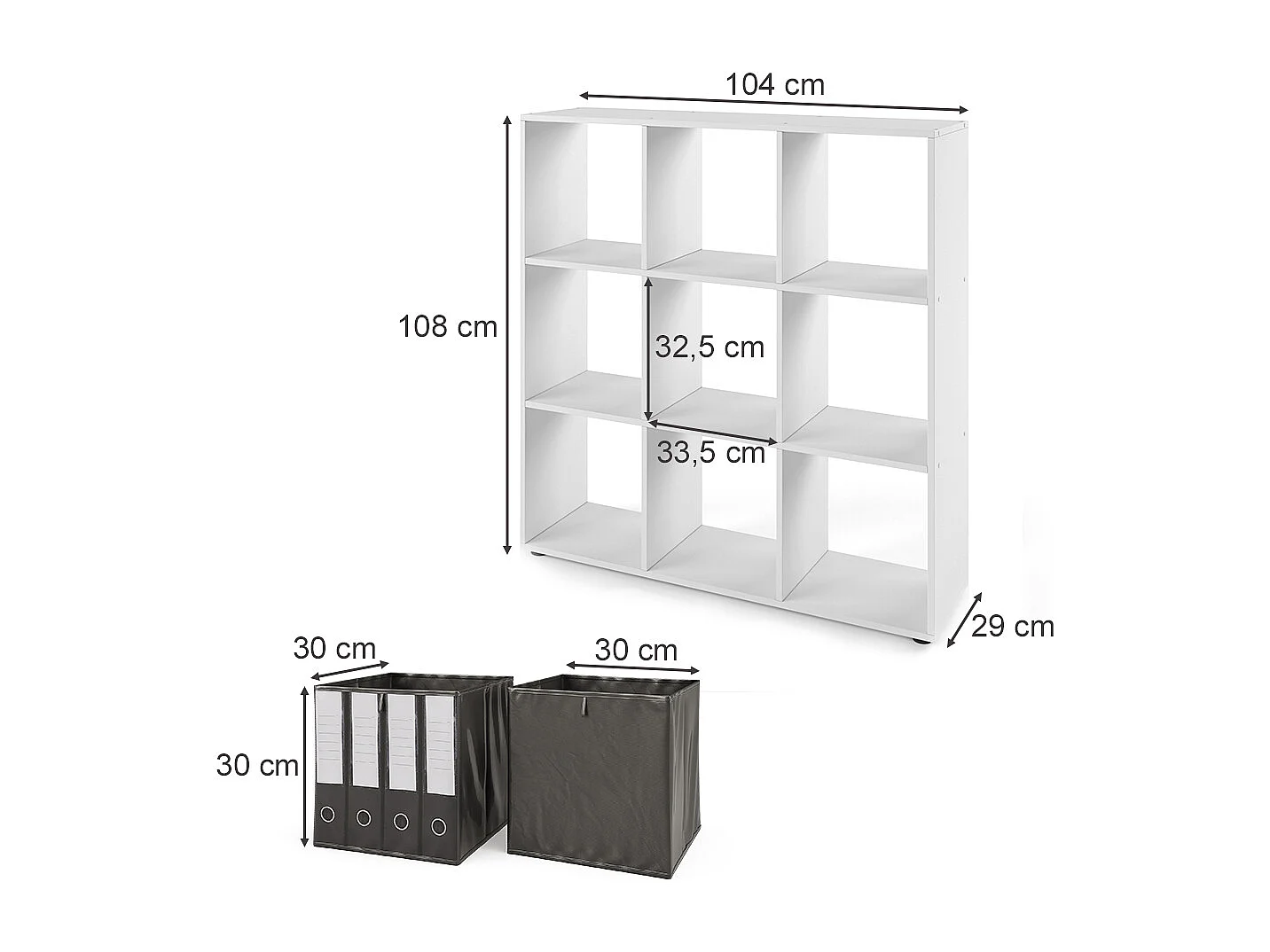 Meuble de rangement cube blanc 104x29x108 nove