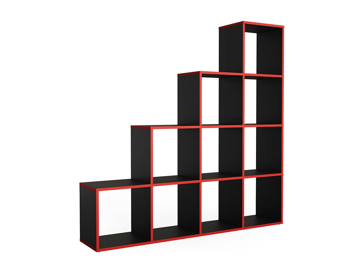 Étagère noir/rouge 142.5x29x140