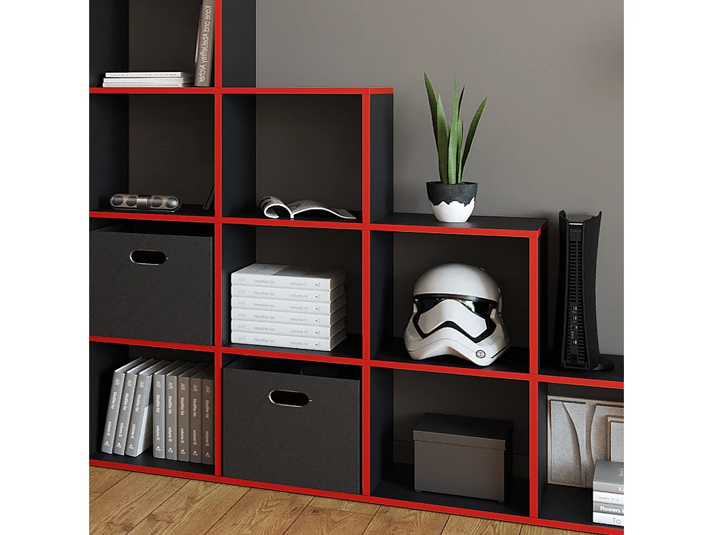 Étagère noir/rouge 142.5x29x140