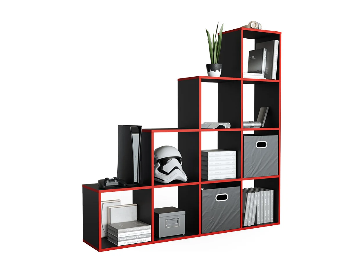 Étagère noir/rouge 142.5x29x140