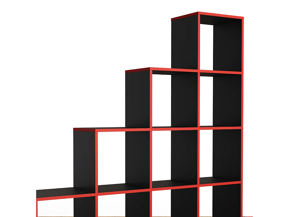 Étagère noir/rouge 142.5x29x140