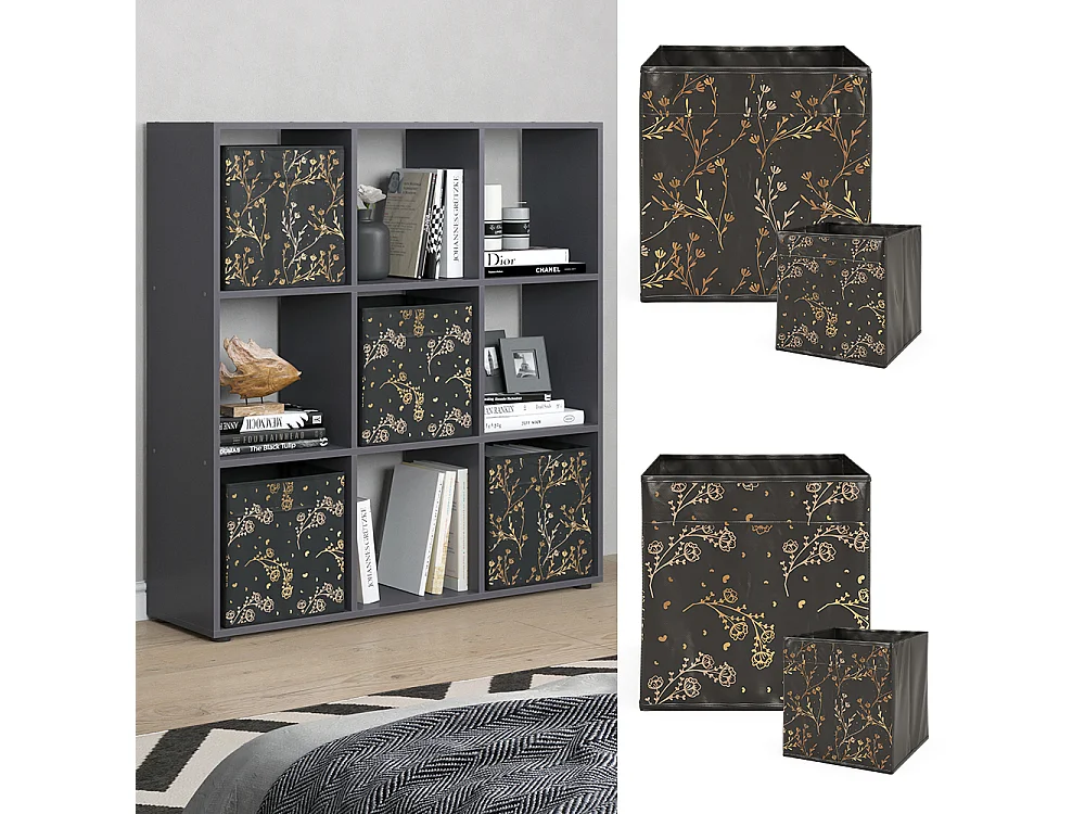 Meuble de rangement cube noir 104x29x108 nove