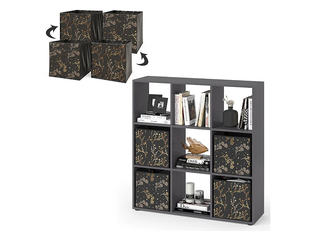 Meuble de rangement cube noir 104x29x108 nove