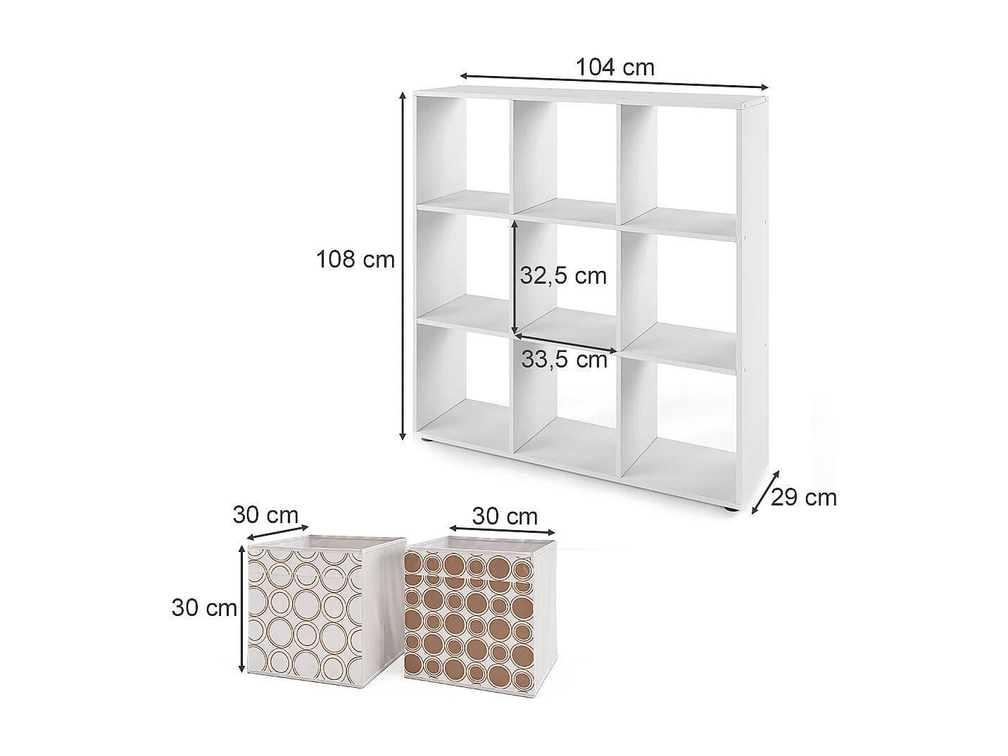 Meuble de rangement cube blanc 104x29x108 nove