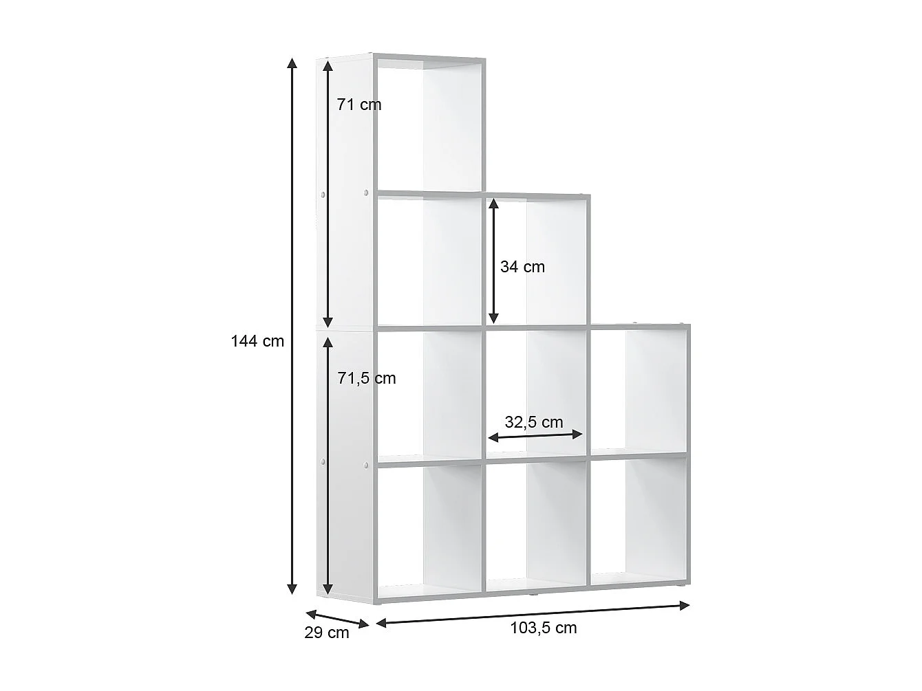 Treppenregal weiß 103.5x29x144 aramis
