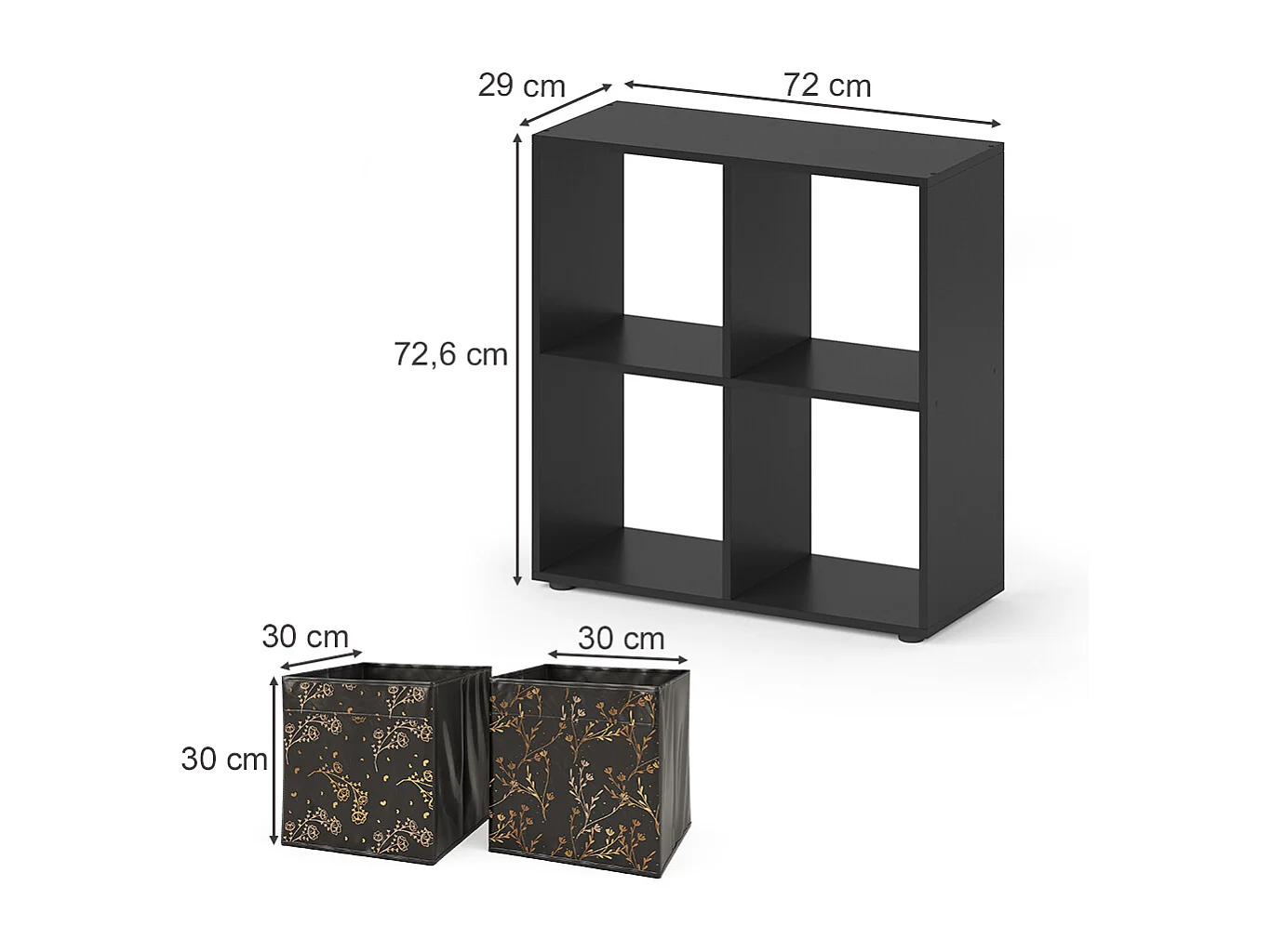 Meuble de rangement cube noir 72.6x29x72 tetra
