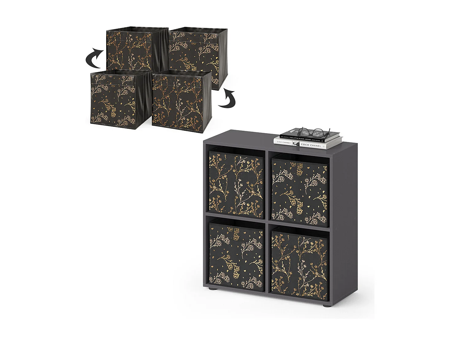 Meuble de rangement cube noir 72.6x29x72 tetra