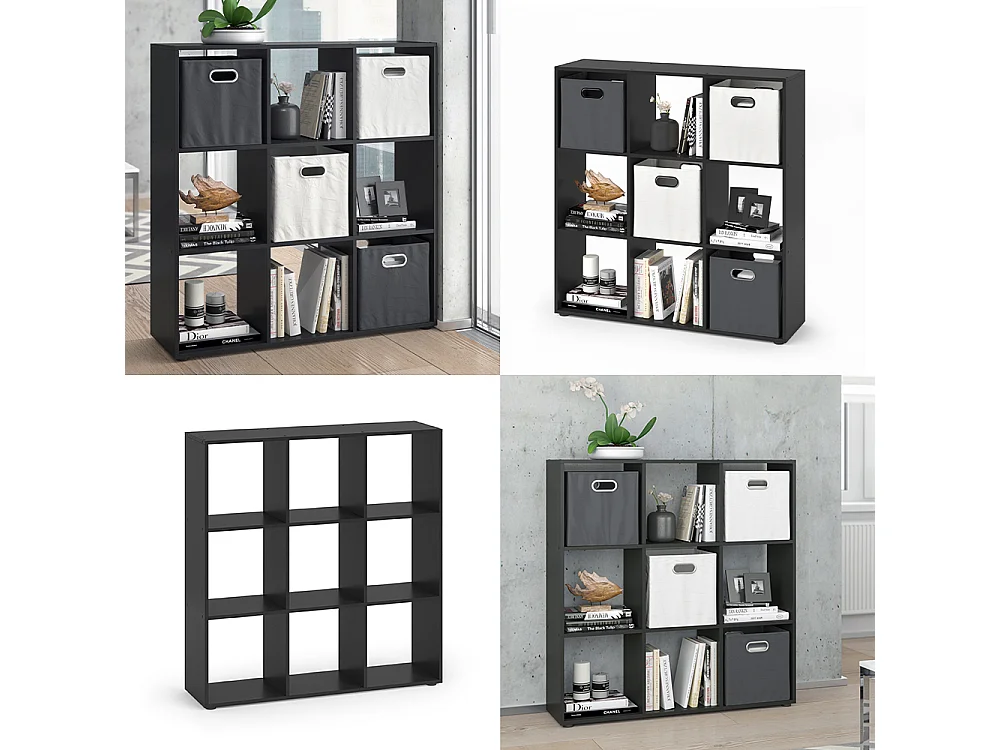 Meuble de rangement cube noir 104x29x108 nove