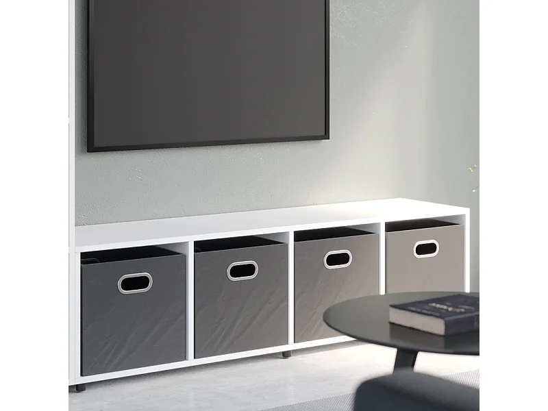 Meuble de rangement cube blanc 142.5x33x36.2 ludus