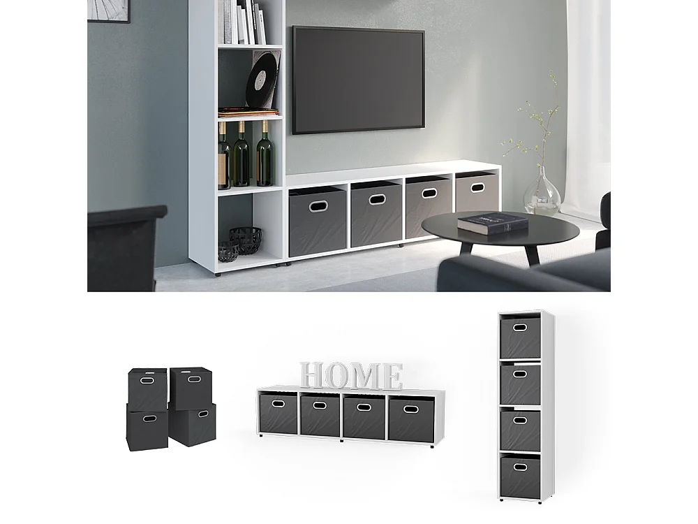 Meuble de rangement cube blanc 142.5x33x36.2 ludus