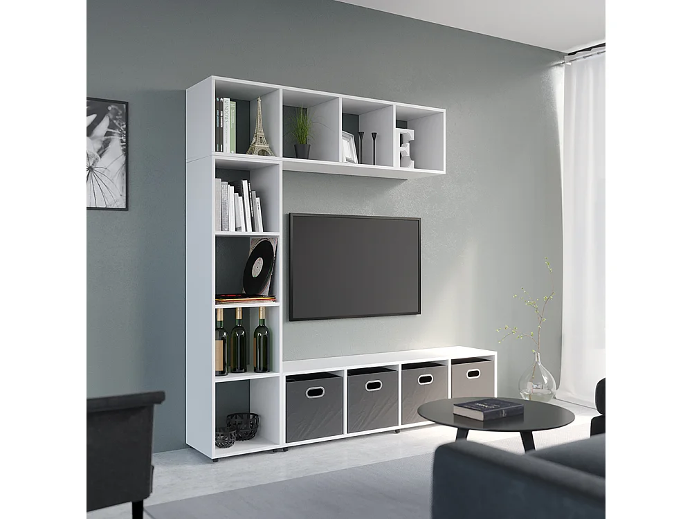 Meuble de rangement cube blanc 142.5x33x36.2 ludus