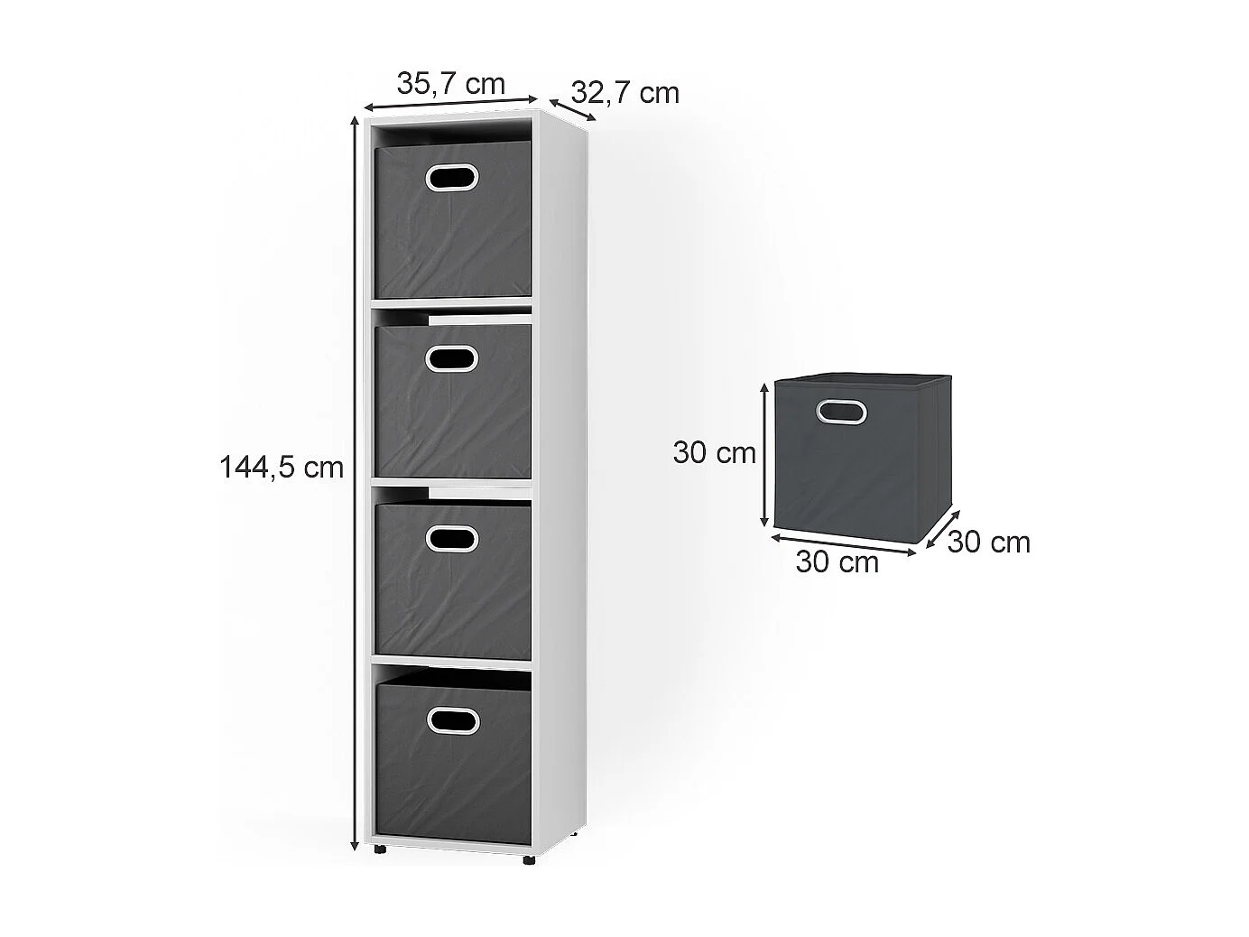 Meuble de rangement cube blanc 142.5x33x36.2 ludus
