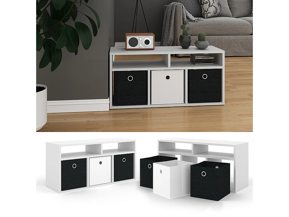 Meuble de rangement cube blanc 84.4x26x39 hylda