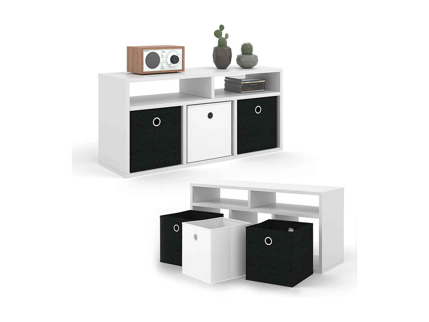 Meuble de rangement cube blanc 84.4x26x39 hylda